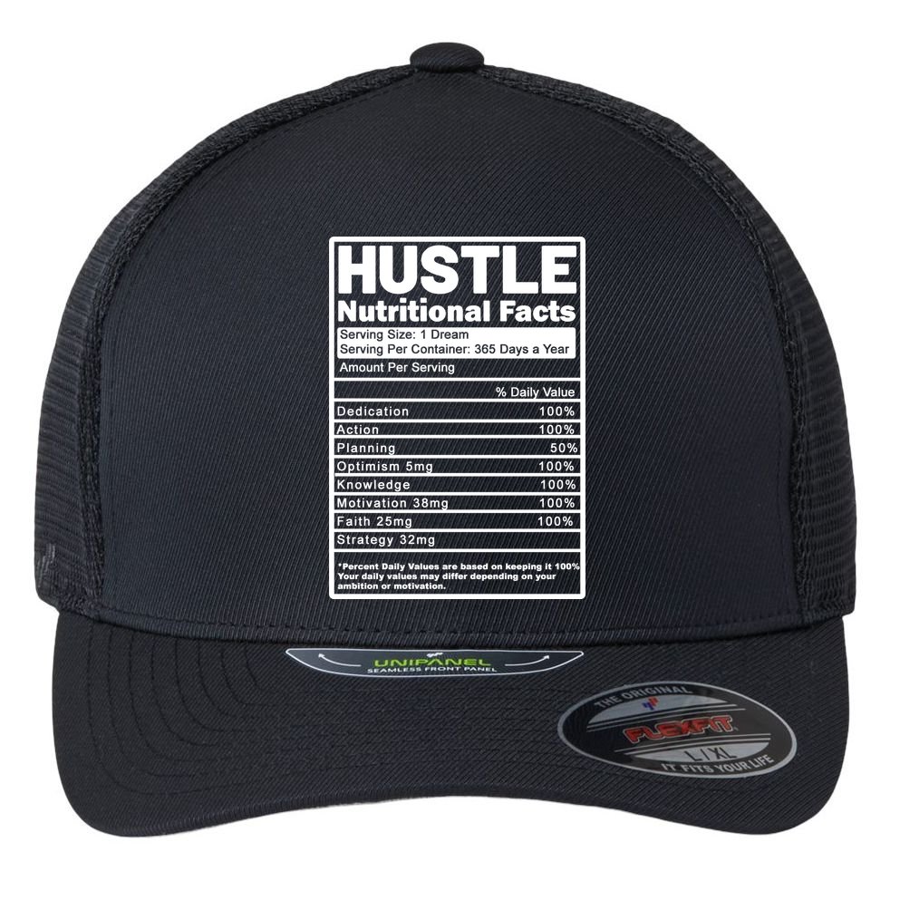 Hustle Nutrition Facts Values Flexfit Unipanel Trucker Cap