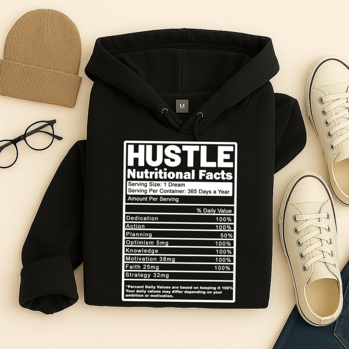 Hustle Nutrition Facts Values Hoodie