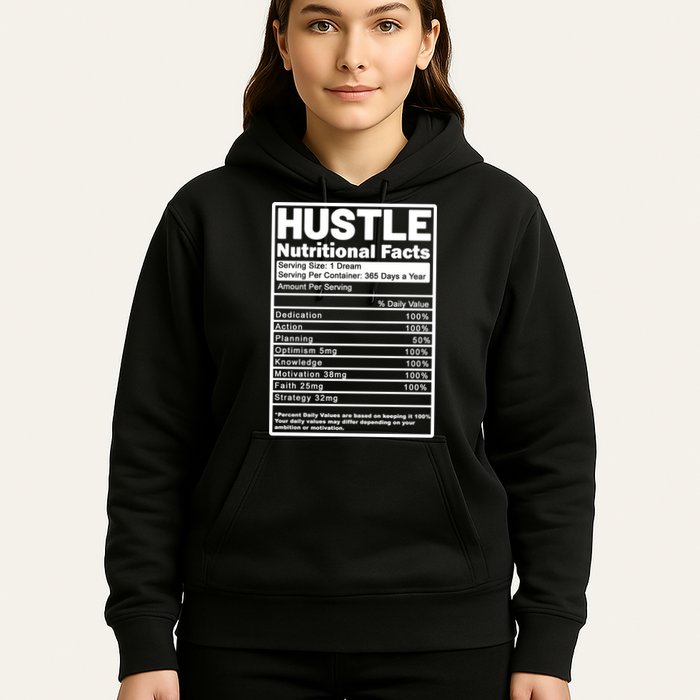 Hustle Nutrition Facts Values Hoodie