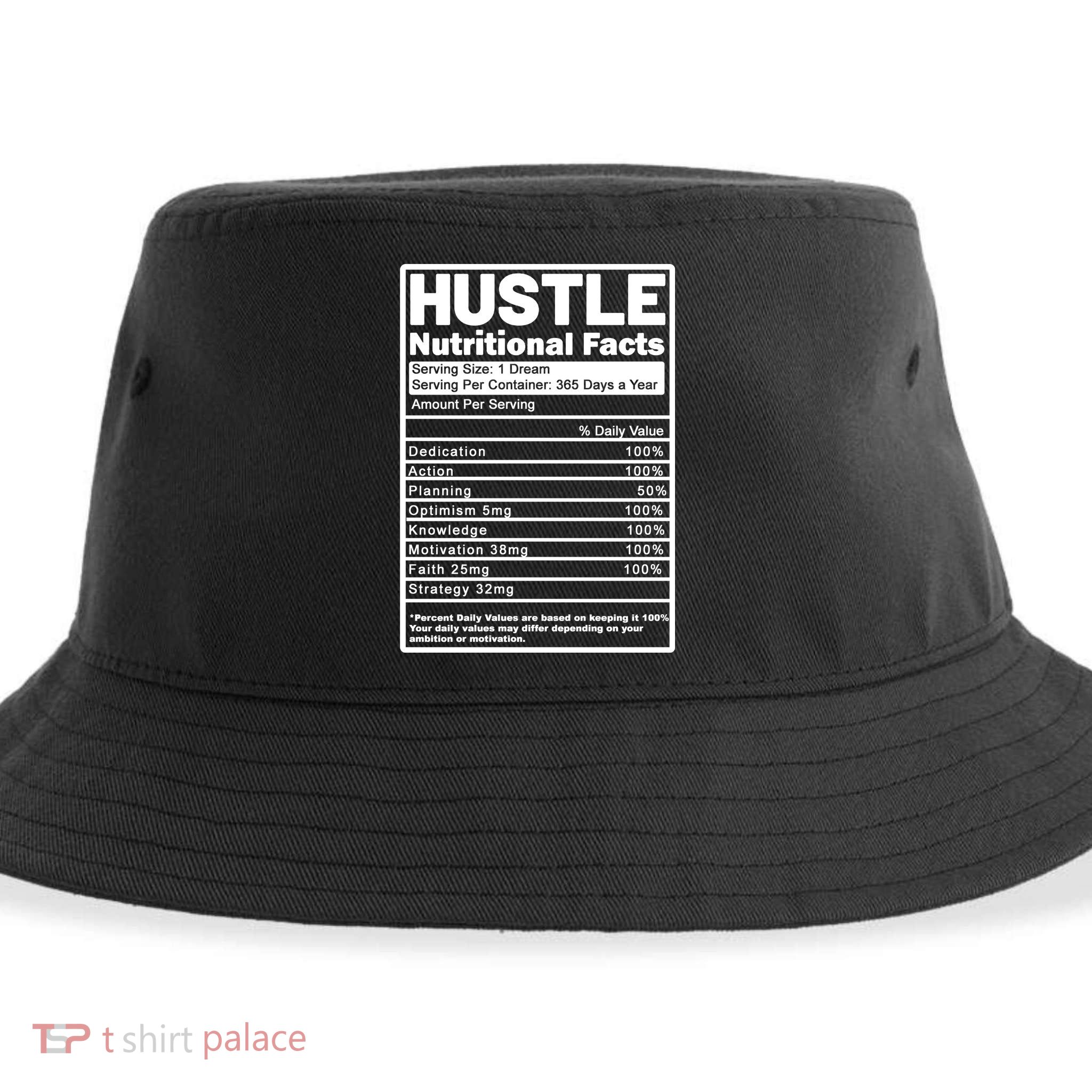 Hustle Nutrition Facts Values Sustainable Bucket Hat