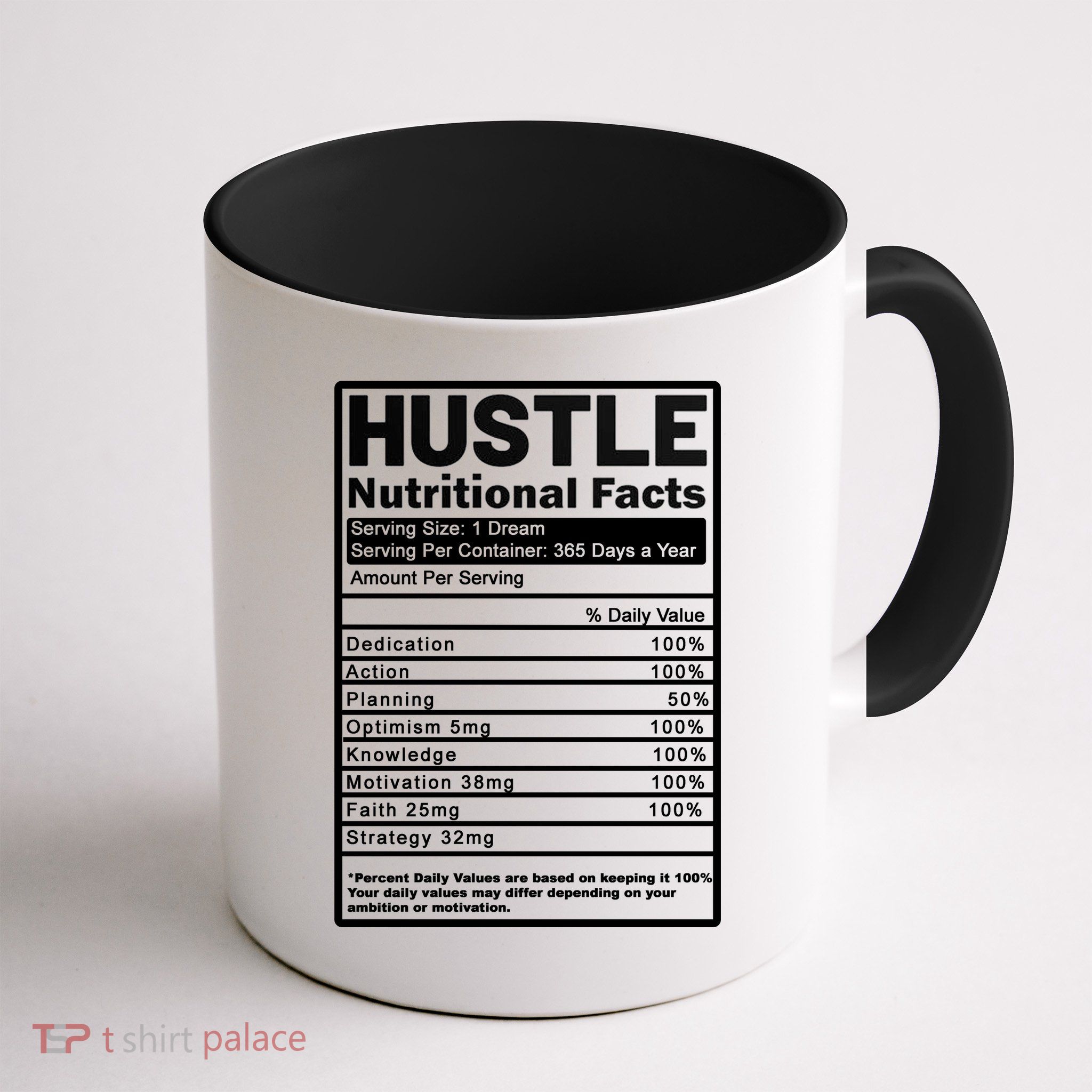 Hustle Nutrition Facts Values Mug