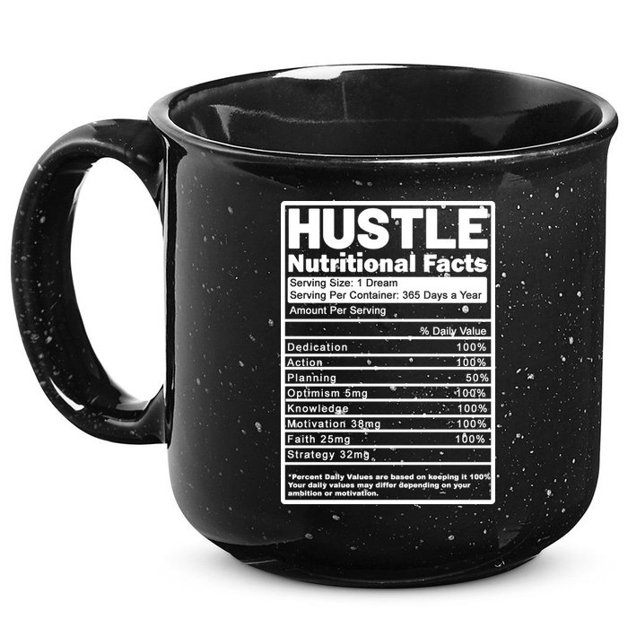 Hustle Nutrition Facts Values 15oz Campfire Ceramic Mug