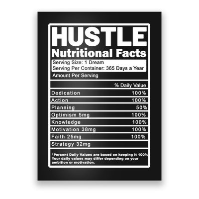 Hustle Nutrition Facts Values Poster