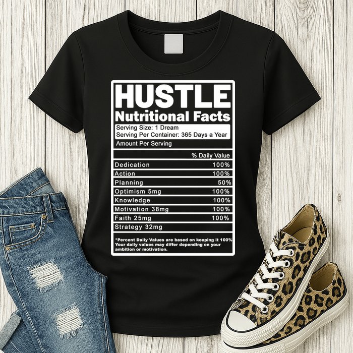 Hustle Nutrition Facts Values Womens T-Shirt