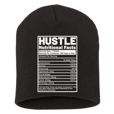 Hustle Nutrition Facts Values Short Acrylic Beanie