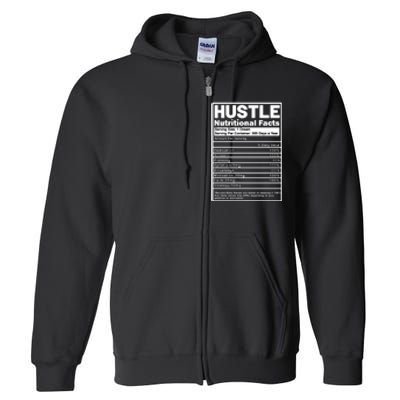 Hustle Nutrition Facts Values Full Zip Hoodie