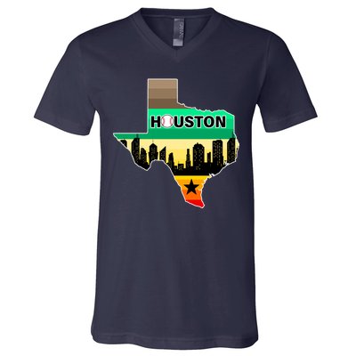 Huston Texas Baseball City Logo V-Neck T-Shirt