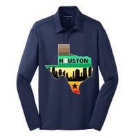 Huston Texas Baseball City Logo Silk Touch Performance Long Sleeve Polo