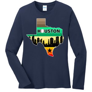 Huston Texas Baseball City Logo Ladies Long Sleeve Shirt