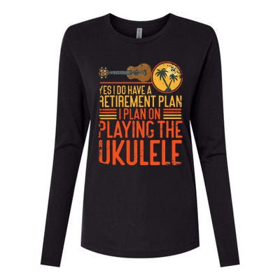 Hawaiian Ukulele Uke Yes I Do Have A Retiret Plan I Plan Womens Cotton Relaxed Long Sleeve T-Shirt