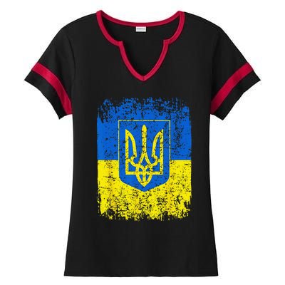 Heritage Ukraine Ukrainian National Trident Flag Pride Ladies Halftime Notch Neck Tee