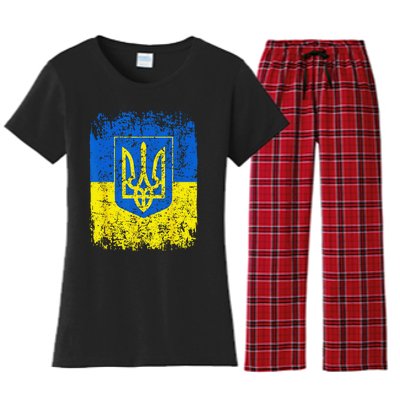 Heritage Ukraine Ukrainian National Trident Flag Pride Women's Flannel Pajama Set