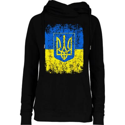 Heritage Ukraine Ukrainian National Trident Flag Pride Womens Funnel Neck Pullover Hood