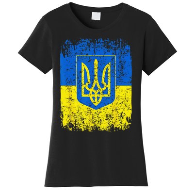 Heritage Ukraine Ukrainian National Trident Flag Pride Women's T-Shirt