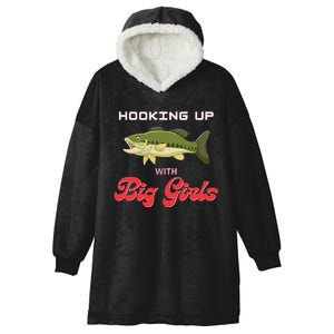 Hooking up with big  bass fishing funny Hooded Wearable Blanket