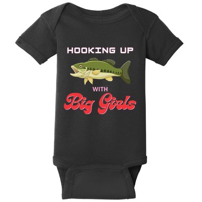 Hooking up with big  bass fishing funny Baby Bodysuit