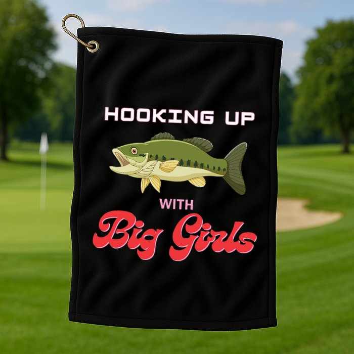 Hooking up with big  bass fishing funny Golf Towel
