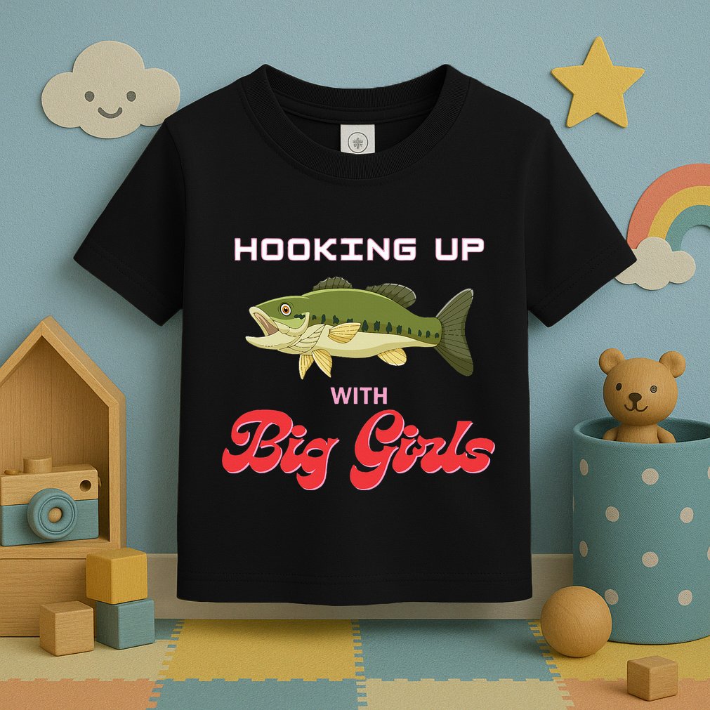 Hooking up with big  bass fishing funny Toddler T-Shirt