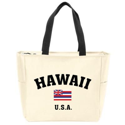 Hawaii Usa With American Flag Zip Tote Bag