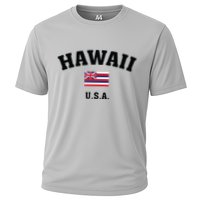 Hawaii Usa With American Flag Cooling Performance Crew T-Shirt
