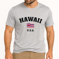 Hawaii Usa With American Flag Cooling Performance Crew T-Shirt