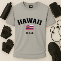 Hawaii Usa With American Flag Cooling Performance Crew T-Shirt