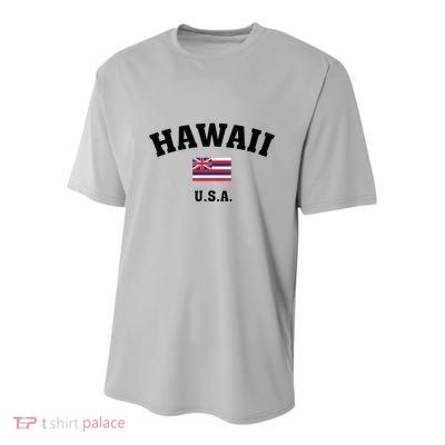 Hawaii Usa With American Flag Youth Performance Sprint T-Shirt