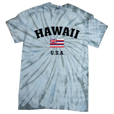 Hawaii Usa With American Flag Tie-Dye T-Shirt