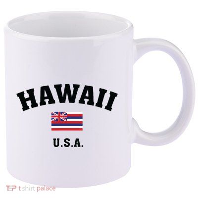 Hawaii Usa With American Flag 11oz C Handle Ceramic Mug
