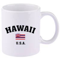 Hawaii Usa With American Flag 11oz C Handle Ceramic Mug