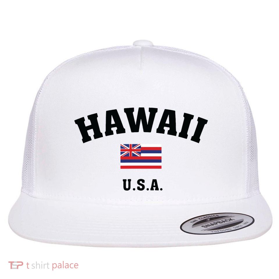 Hawaii Usa With American Flag Flatbill Hat