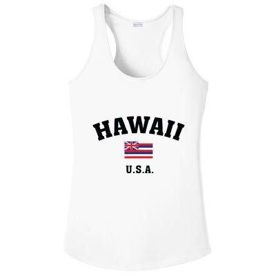 Hawaii Usa With American Flag Ladies PosiCharge Competitor Racerback Tank