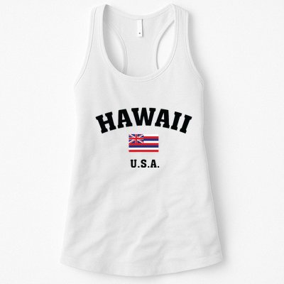 Hawaii Usa With American Flag Womens Tank Top
