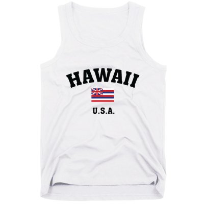 Hawaii Usa With American Flag Tank Top