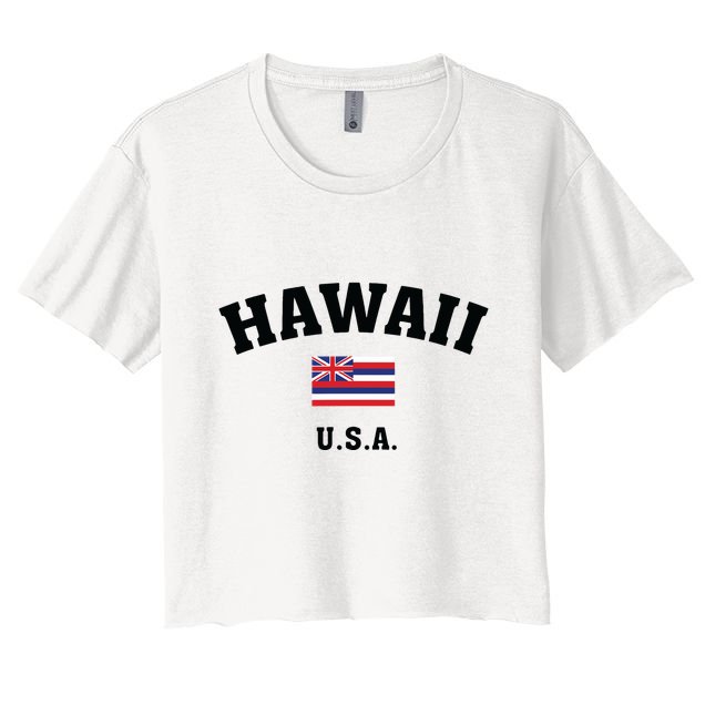 Hawaii Usa With American Flag Crop Top