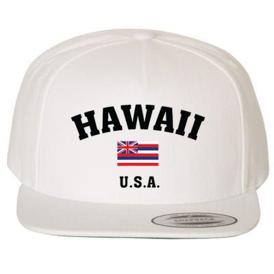 Hawaii Usa With American Flag Wool Snapback Cap