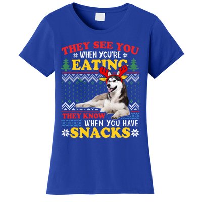 Husky Ugly Xmas Gift They See Youre Eating Gift Women's T-Shirt