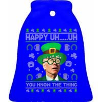 Happy Uh You Know The Thing Joe Biden Ugly Gift St Patrick's Day Gift Ceramic Bell Ornament