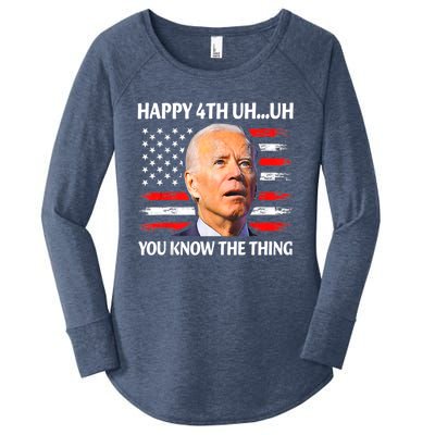 Happy Uh You Know The Thing Funny Joe Biden 4th Of July Women's Perfect Tri Tunic Long Sleeve Shirt