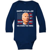 Happy Uh You Know The Thing Funny Joe Biden 4th Of July Baby Long Sleeve Bodysuit