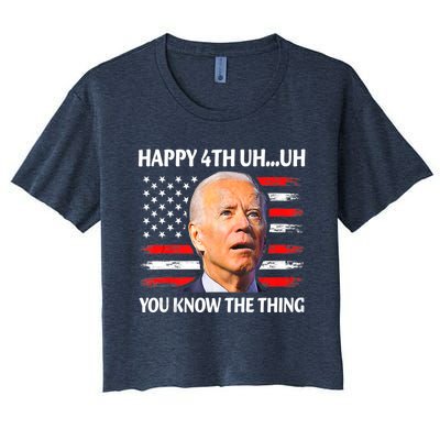 Happy Uh You Know The Thing Funny Joe Biden 4th Of July Women's Crop Top Tee