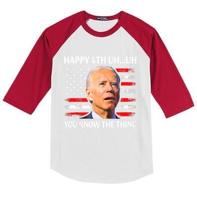 Happy Uh You Know The Thing Funny Joe Biden 4th Of July Kids Colorblock Raglan Jersey