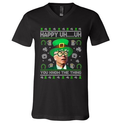 Happy Uh You Know The Thing Joe Biden Ugly St Patrick's Day V-Neck T-Shirt