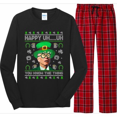 Happy Uh You Know The Thing Joe Biden Ugly St Patrick's Day Long Sleeve Pajama Set