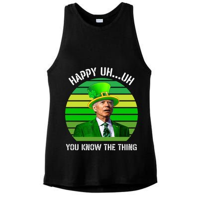 Happy Uh You Know The Thing Joe Biden Clover St Patricks Day Ladies PosiCharge Tri-Blend Wicking Tank
