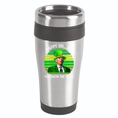 Happy Uh You Know The Thing Joe Biden Clover St Patricks Day 16oz Travel Tumbler