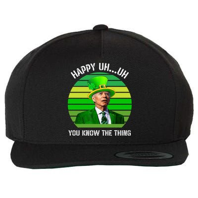 Happy Uh You Know The Thing Joe Biden Clover St Patricks Day Wool Snapback Cap