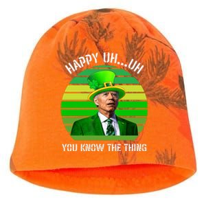 Happy Uh You Know The Thing Joe Biden Clover St Patricks Day Kati - Camo Knit Beanie