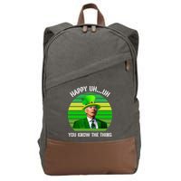Happy Uh You Know The Thing Joe Biden Clover St Patricks Day Cotton Canvas Backpack