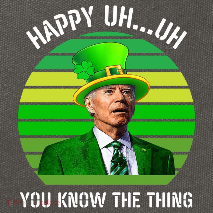 Happy Uh You Know The Thing Joe Biden Clover St Patricks Day Cotton Canvas Backpack